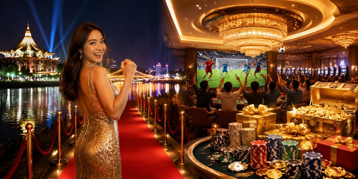 Suasana meja baccarat borneo77 yang elegan dan mewah untuk pemain Kuching